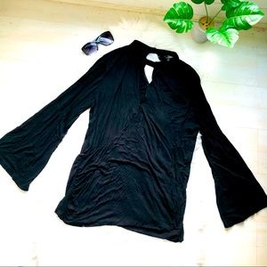 Suzanne Betro Long Bell Sleeve Wrap Top, 1X